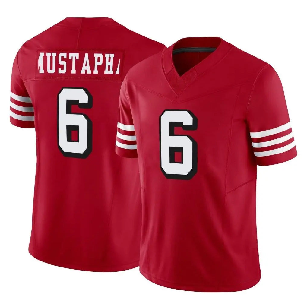 Rebec SF.49ers #6 Malik Mustapha Player Red Limited Alternate Vapor F.U.S.E. Home Game Stitched Jerseys