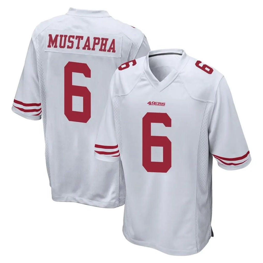 Rebec SF.49ers #6 Malik Mustapha Player White Home Game Stitched Jerseys