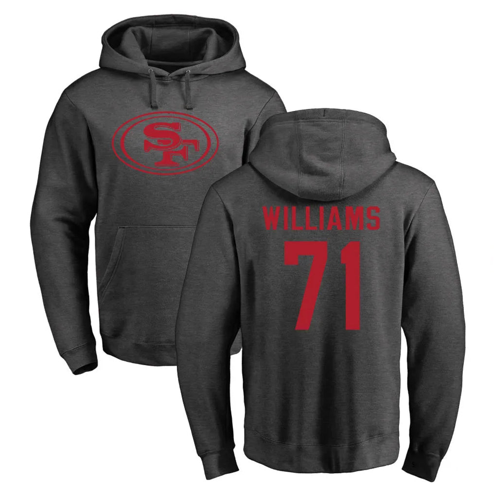 Rebec SF.49ers #71 Trent Williams Player Anthracite Pullover Hoodies Home Game Stitched Jerseys