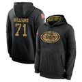 Rebec SF.49ers #71 Trent Williams Player Black Salute to Service Sideline Performance Pullover Hoodies Home Game Stitched Jerseys