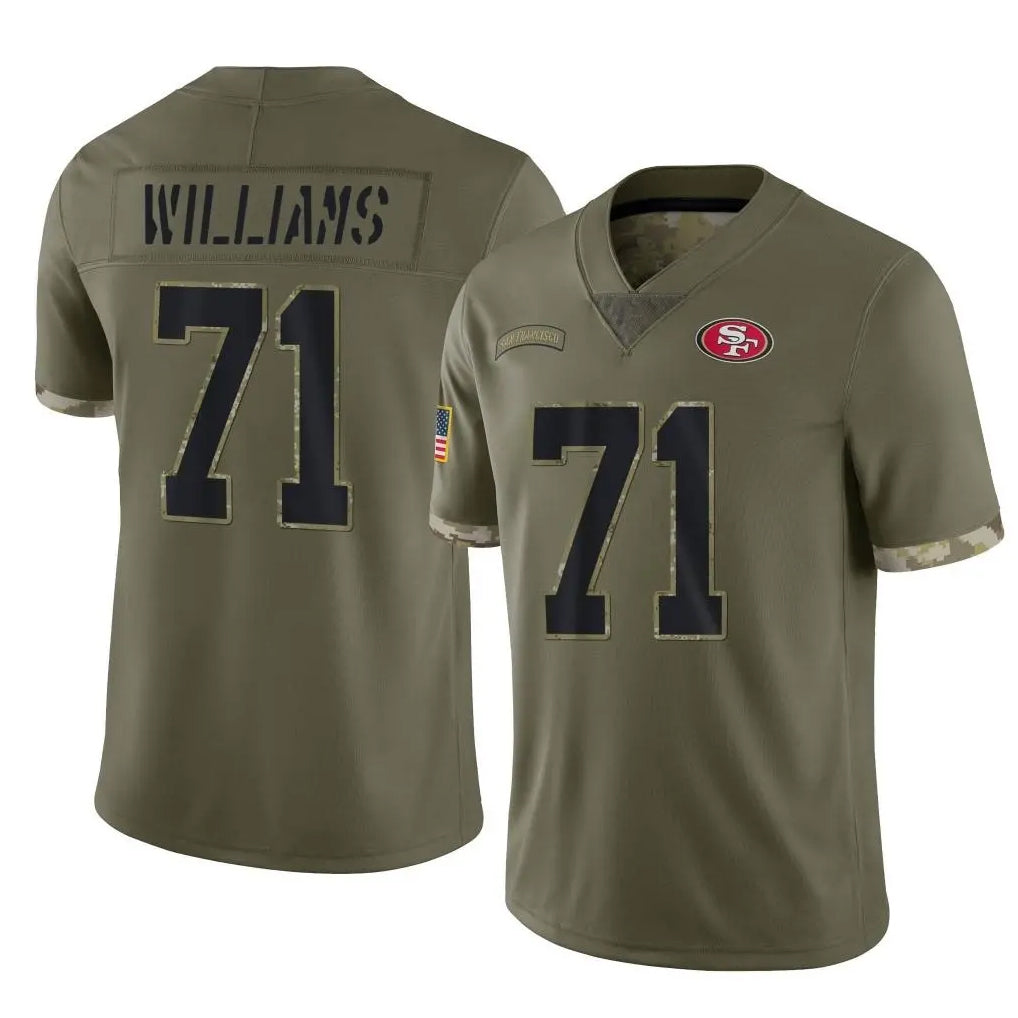Rebec SF.49ers #71 Trent Williams Player Olive Limited Salute To Service Home Game Stitched Jerseys