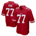 Rebec SF.49ers #77 Dominick Puni Player Red Home Game Stitched Jerseys