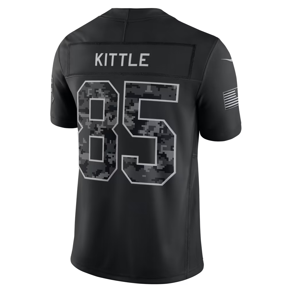 Rebec  SF.49ers #85 George Kittle Black 2026 Salute to Service Stitched Limited Jersey