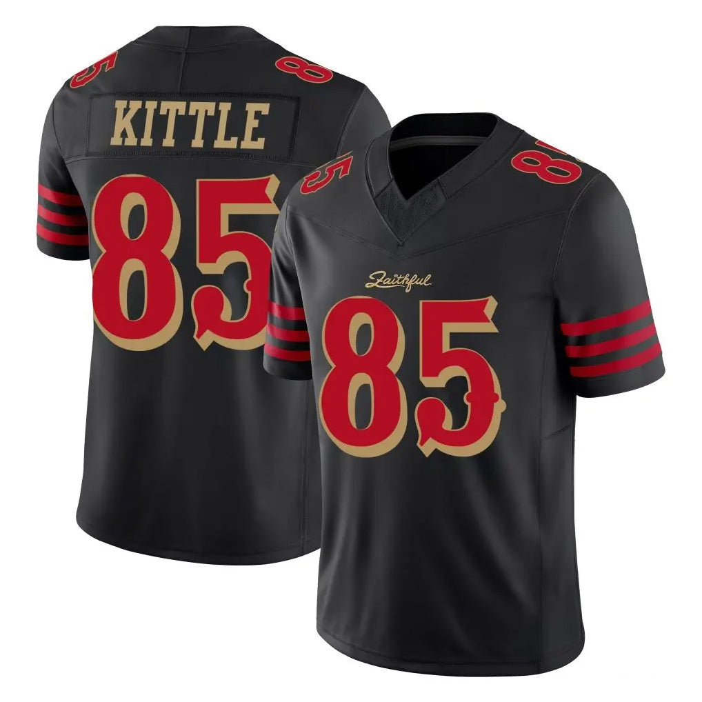 Rebec SF.49ers #85 George Kittle Player Black Limited Rivalries Collection Home Game Stitched Jerseys