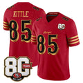 Rebec SF.49ers #85 George kittle Red Gold 80th Anniversary Patch Rivalries F.U.S.E. Vapor Limited Football Stitched Jersey