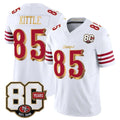 Rebec SF.49ers #85 George kittle White Gold 80th Anniversary Patch Rivalries F.U.S.E. Vapor Limited Football Stitched Jersey