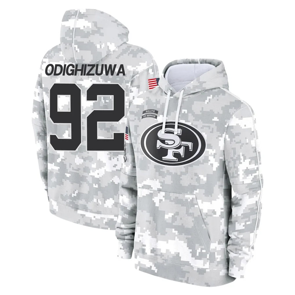 Rebec SF.49ers #92 Osa Odighizuwa Player Arctic Camo Limited Salute to Service Pullover Hoodies Game Stitched Jerseys