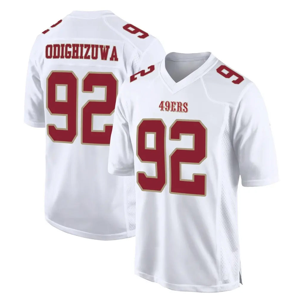 Rebec SF.49ers #92 Osa Odighizuwa Player White Fashion Home Game Stitched Jerseys