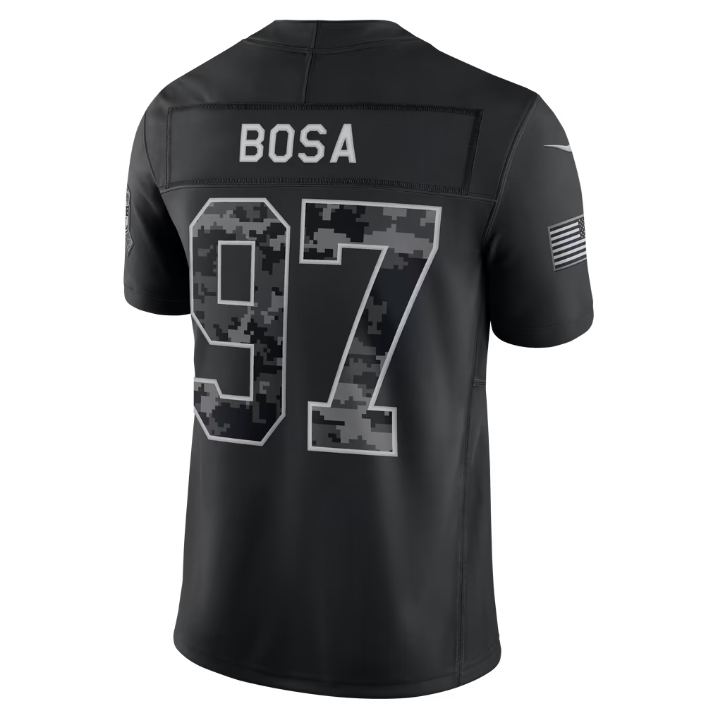 Rebec  SF.49ers #97 Nick Bosa Black 2026 Salute to Service Stitched Limited Jersey