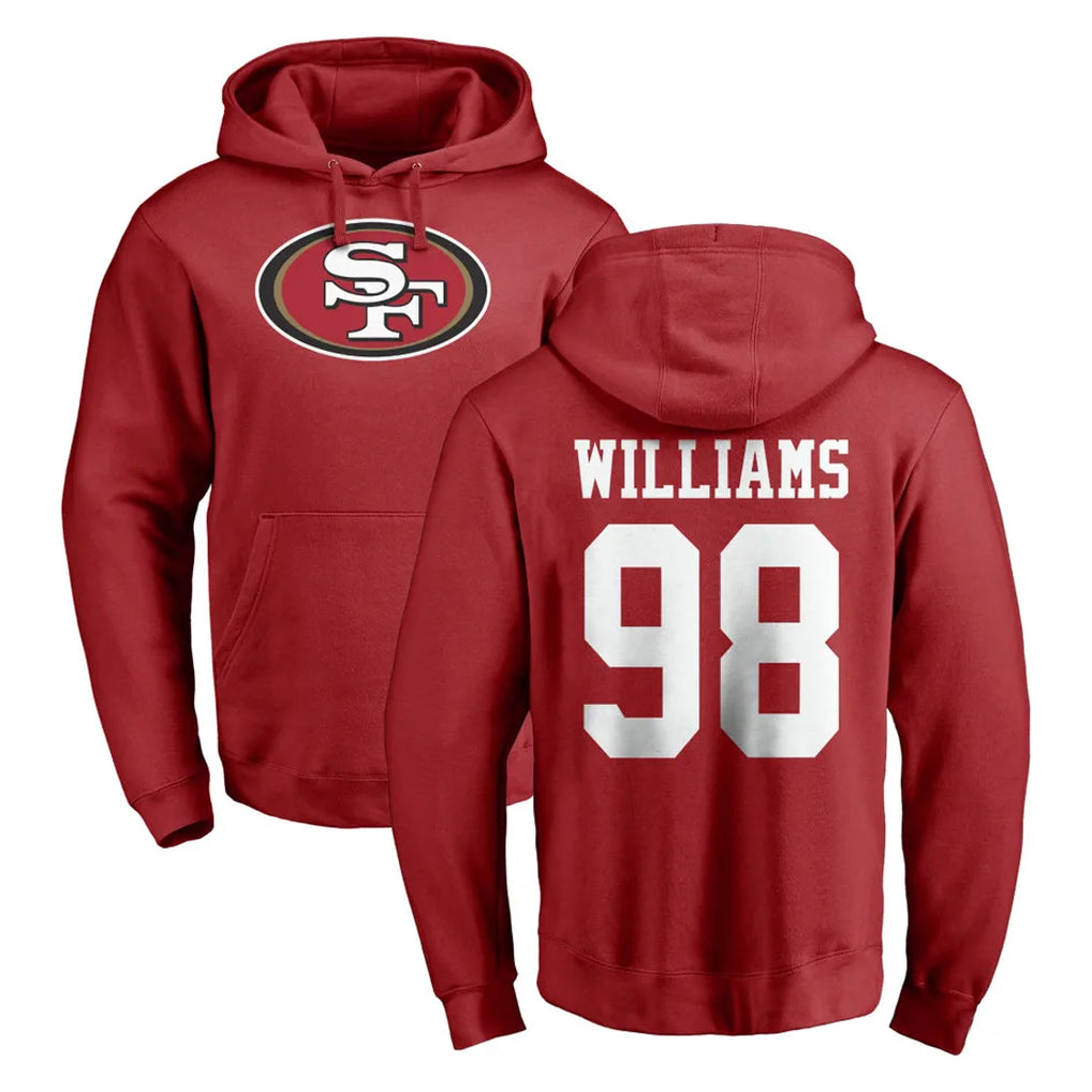 Rebec SF.49ers #98 Mykel Williams Player Red LOGO Pullover Hoodies Home Game Stitched Jerseys