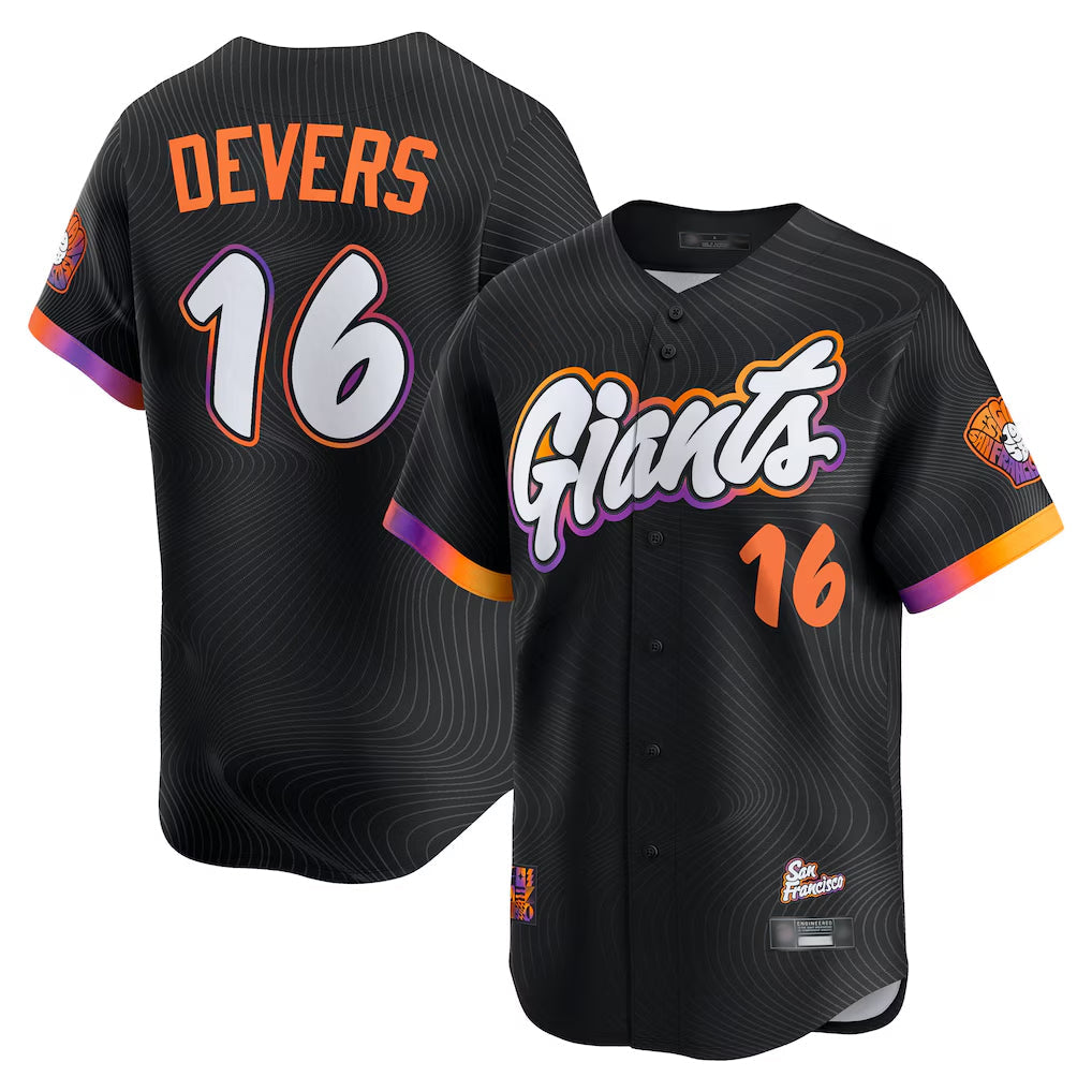 Rebec SF.Giants #16 Rafael Devers Player Black 2025 City Connect Home Limited Stitched Jerseys