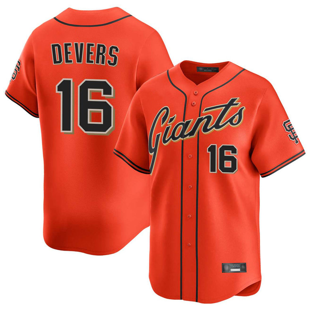 Rebec SF.Giants #16 Rafael Devers Player Orange Home Limited Stitched Jerseys