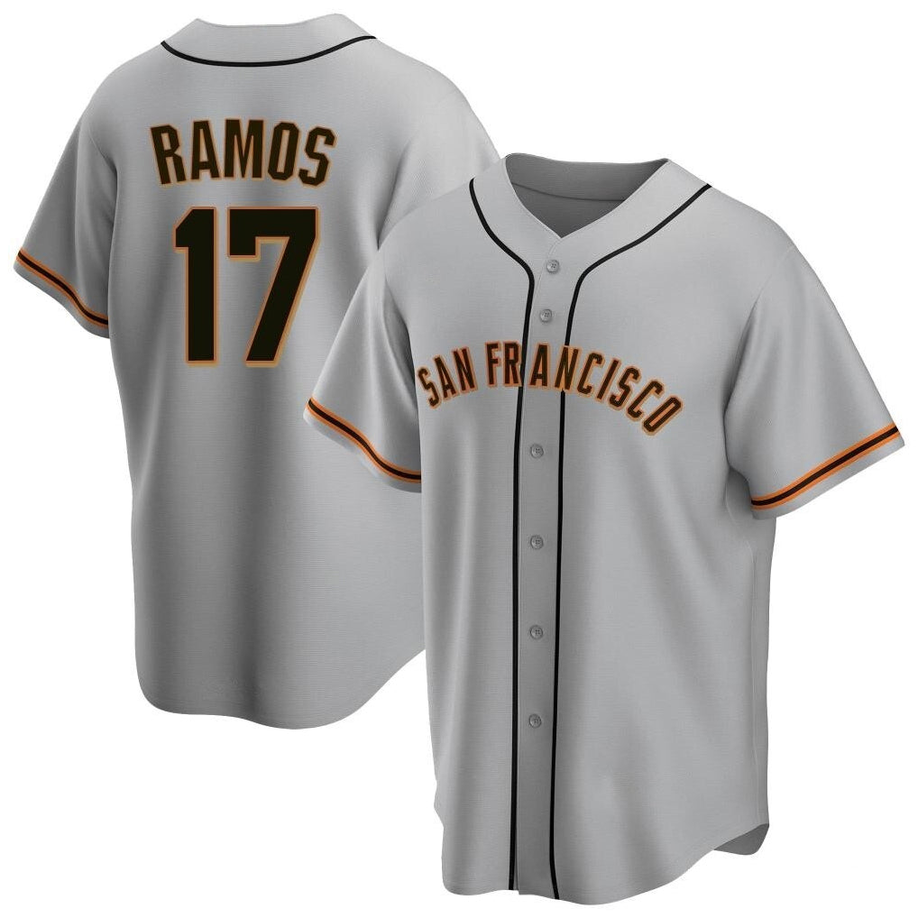 Rebec SF.Giants #17 Heliot Ramos Player Gray Home Game Stitched Jerseys