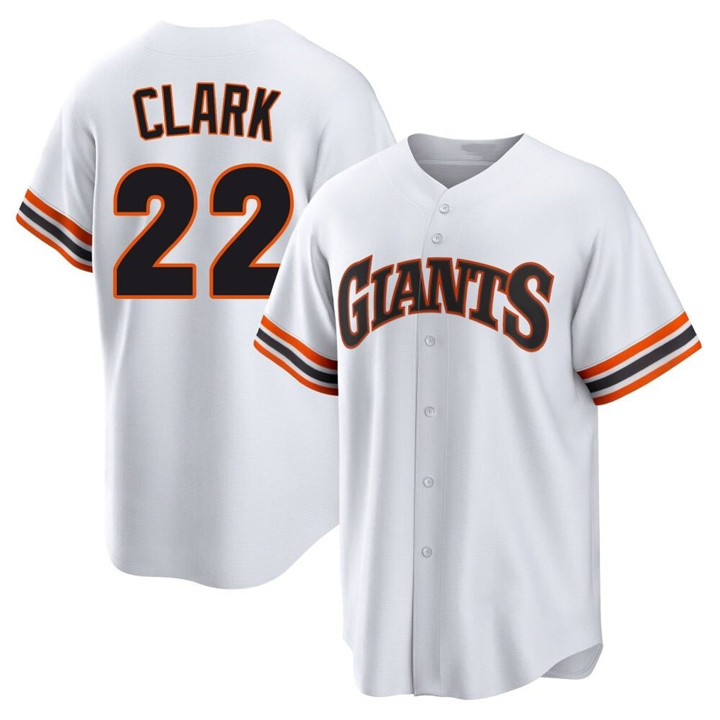 Rebec SF.Giants #22 Will Clark Player White Home Game Stitched Jerseys
