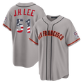 Rebec SF.Giants #51 Jung Hoo Lee Gray USA 250 Fourth of July Road Stadium Jersey