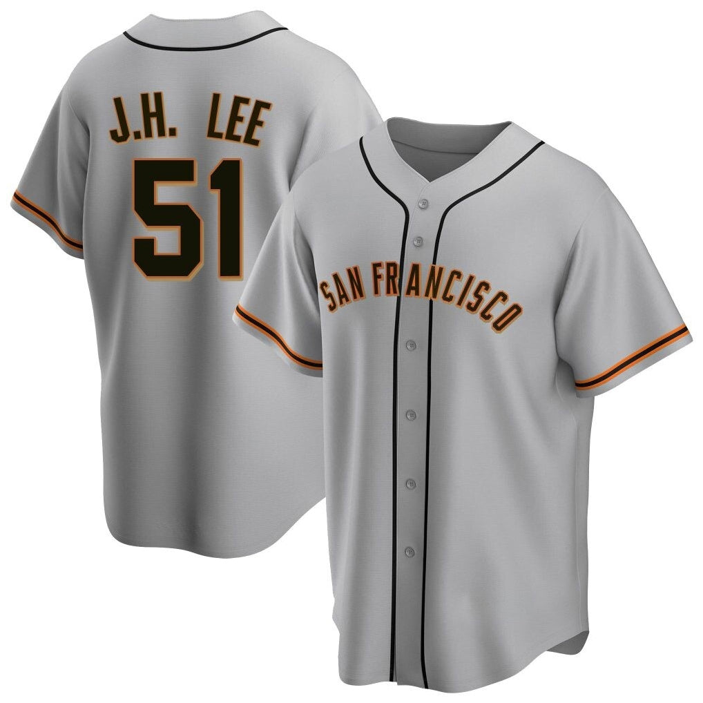 Rebec SF.Giants #51 Jung Hoo Lee Player Gray Home Game Stitched Jerseys