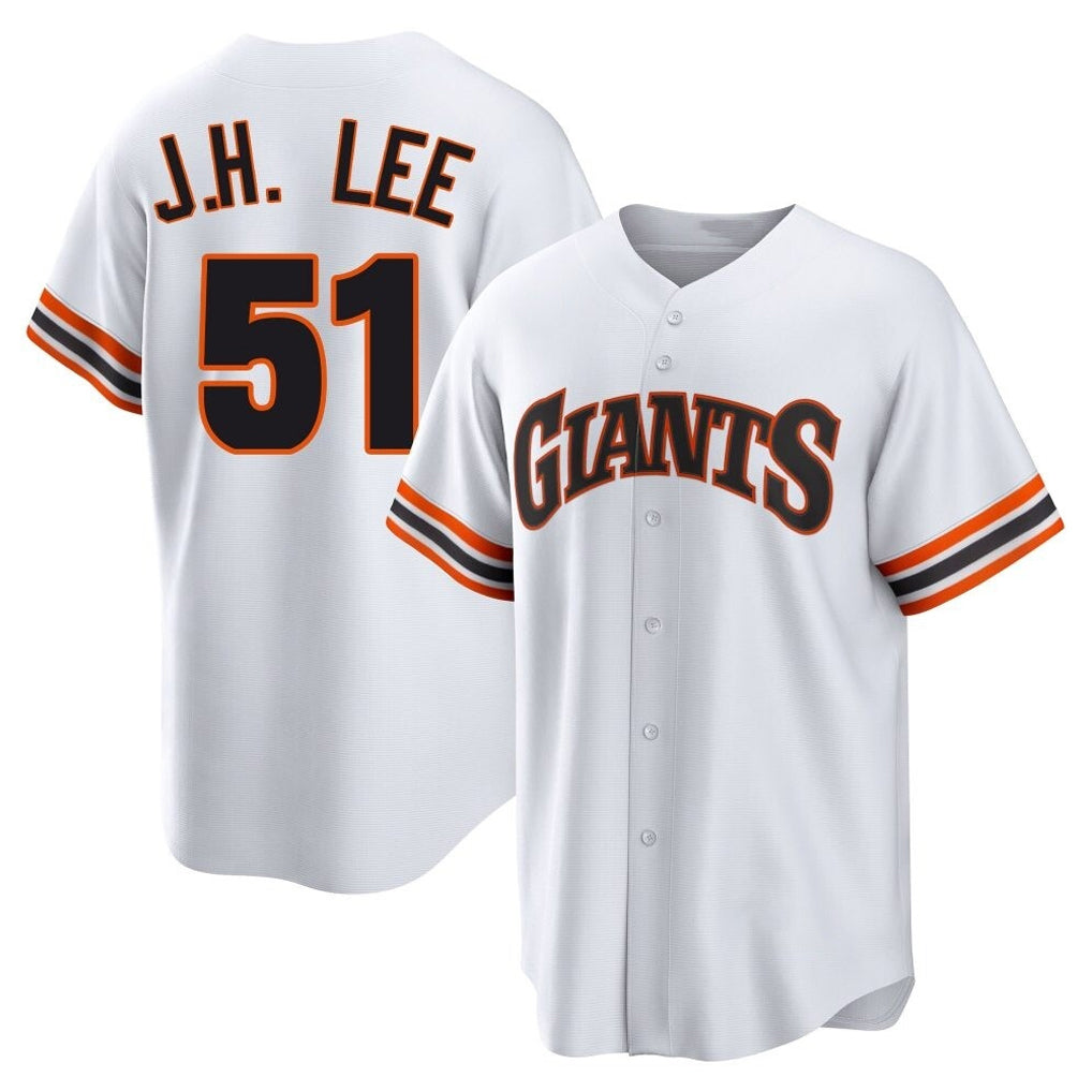 Rebec SF.Giants #51 Jung Hoo Lee Player White Throwback Cooperstown Collection Home Game Stitched Jerseys