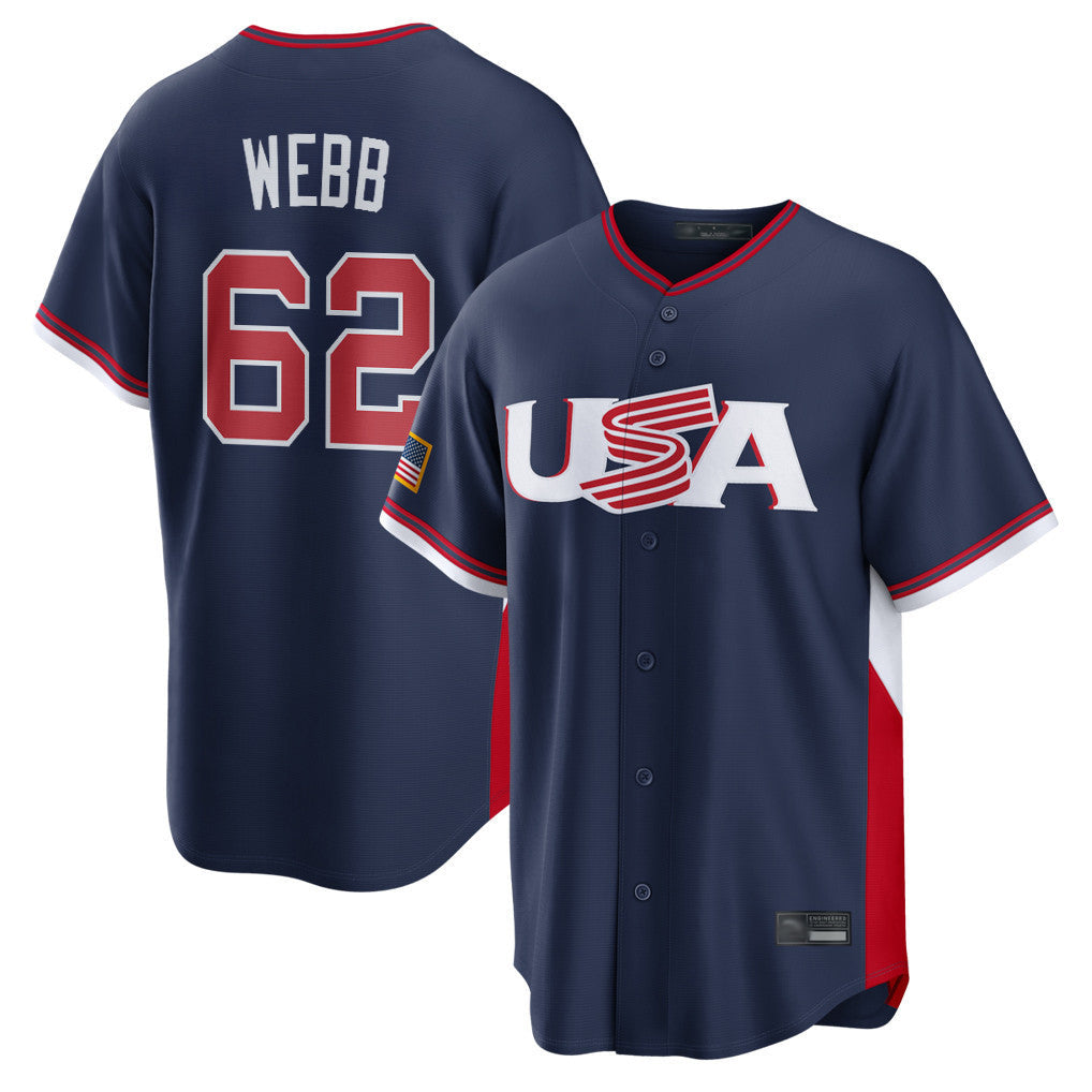Rebec SF.Giants #62 Logan Webb Player Navy USA 2026 World Classic Road Limited Stitched Jerseys