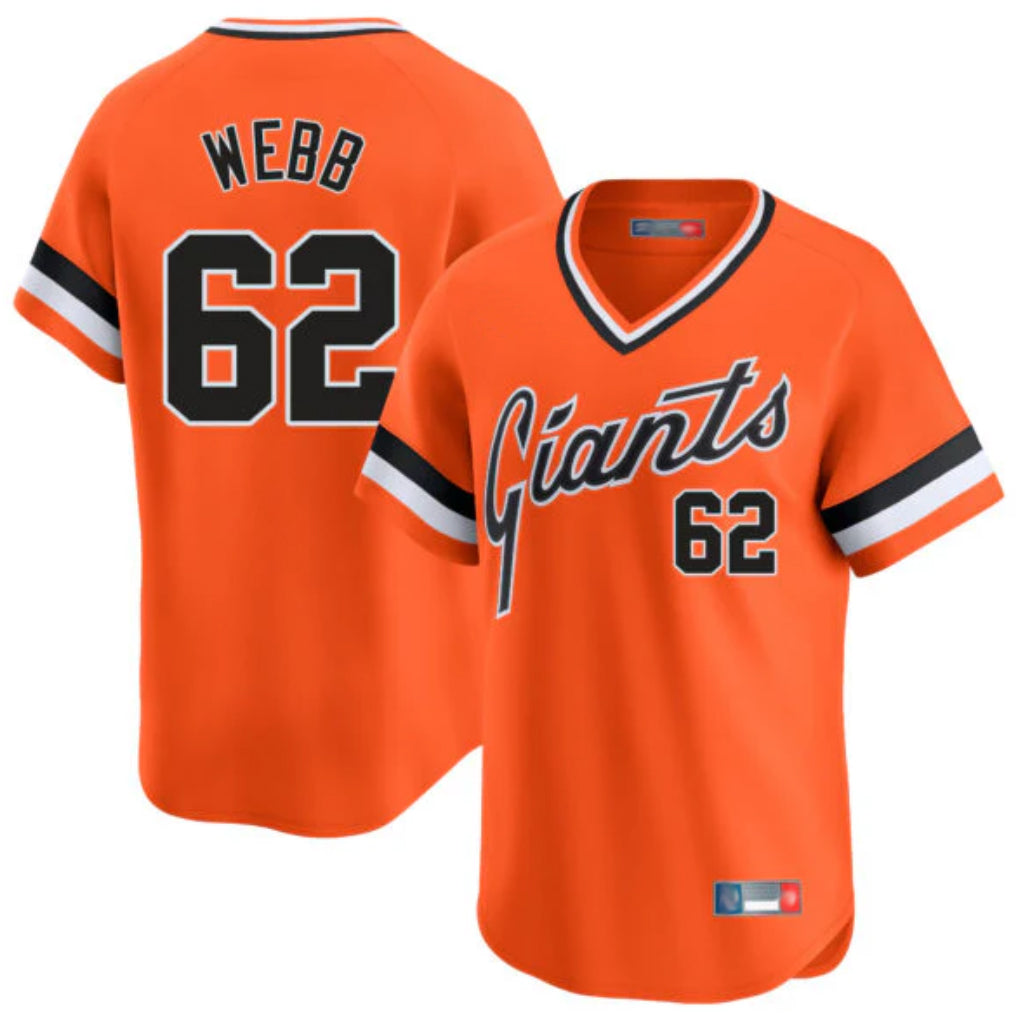 Rebec SF.Giants #62 Logan Webb Player Orange Home Game T-shirt Stitched Jerseys