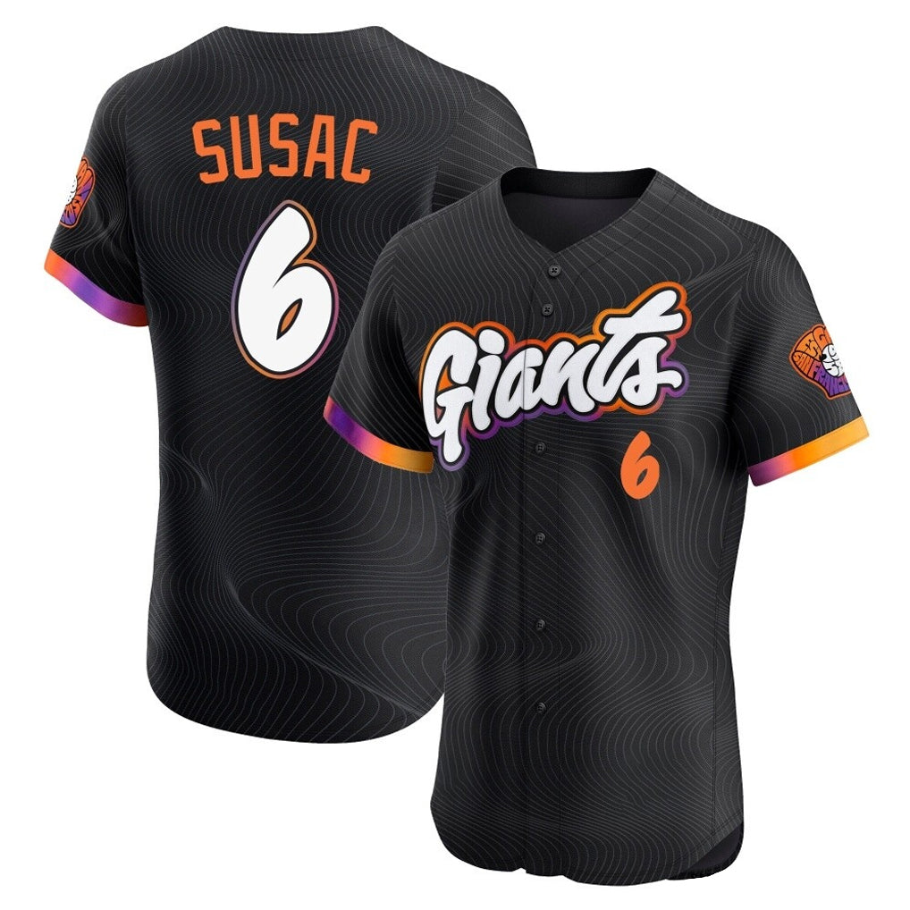Rebec SF.Giants #6 Daniel Susac Player Black 2025 City Connect Home Limited Elite Stitched Jerseys