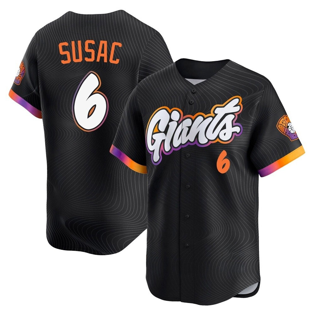 Rebec SF.Giants #6 Daniel Susac Player Black 2025 City Connect Home Limited Stitched Jerseys