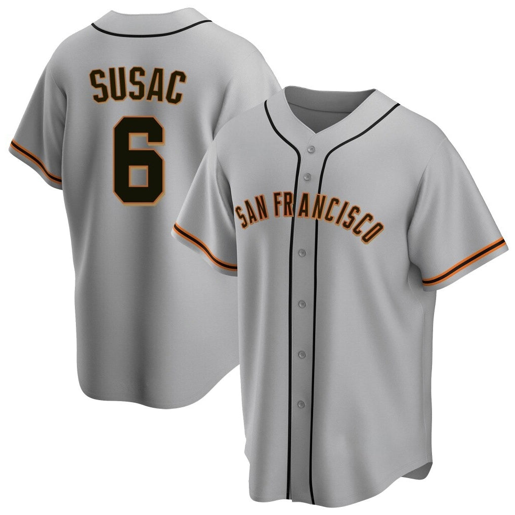 Rebec SF.Giants #6 Daniel Susac Player Gray Home Game Stitched Jerseys