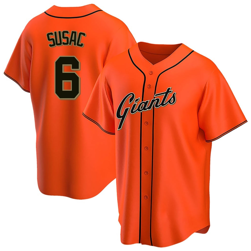 Rebec SF.Giants #6 Daniel Susac Player Orange Home Game Stitched Jerseys