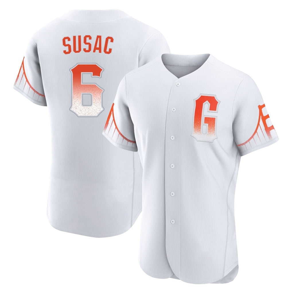 Rebec SF.Giants #6 Daniel Susac Player White City Connect Home Limited Elite Stitched Jerseys