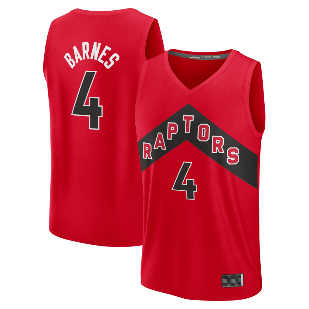Rebec T.Raptors #4 Scottie Barnes Red Fast Break Replica Jerseys - Icon Edition