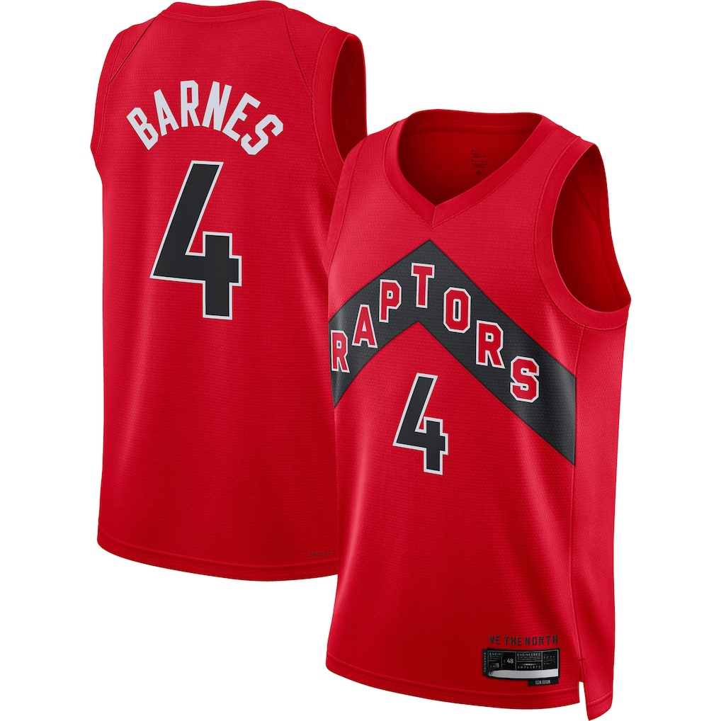 Rebec T.Raptors #4 Scottie Barnes Red Swingman Jerseys - Icon Edition