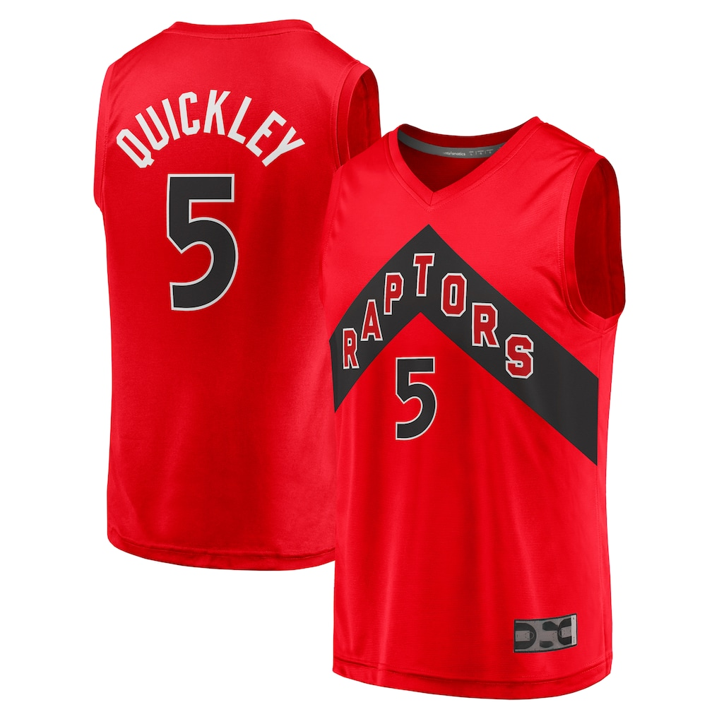 Rebec T.Raptors #5 Immanuel Quickley Red Fast Break Player Jerseys - Icon Edition