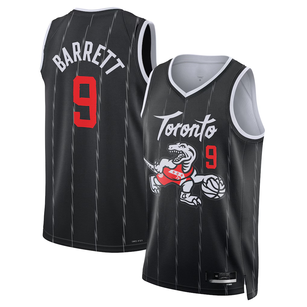 Rebec T.Raptors #9 RJ Barrett Black 202526 Swingman Jerseys - City Edition