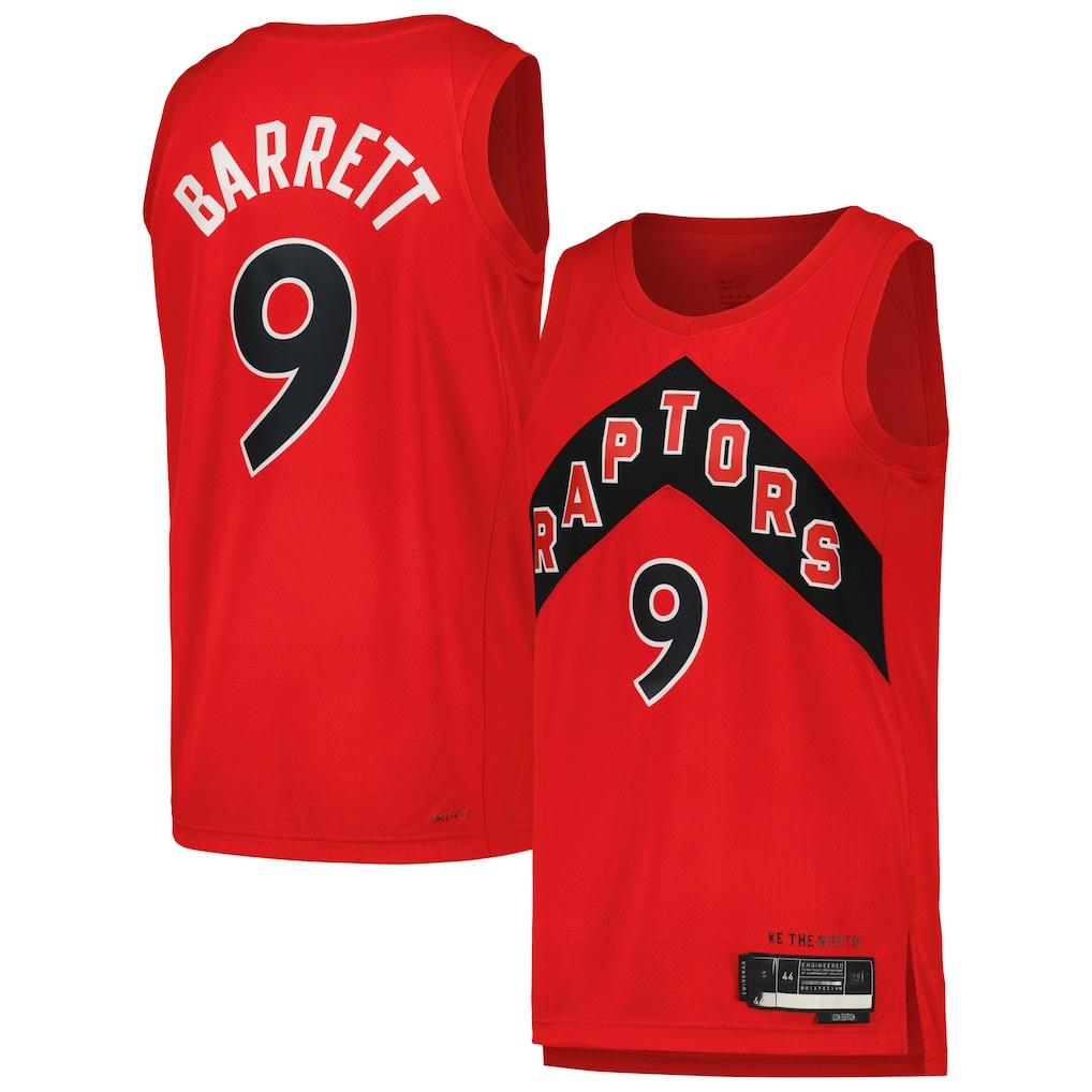 Rebec T.Raptors #9 RJ Barrett Red Swingman Player Jerseys - Icon Edition