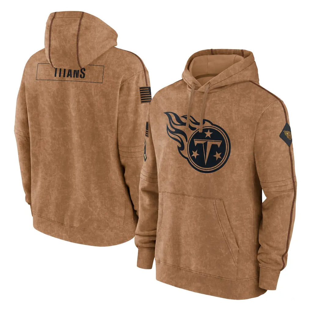 Rebec T.Titans Brown Salute To Service Club Pullover Hoodies Home Game Blank Player Stitched Jerseys