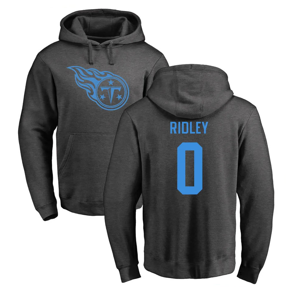 Rebec T.Titans #0 Calvin Ridley Player Ash One Color Pullover Hoodies Home Game Stitched Jerseys