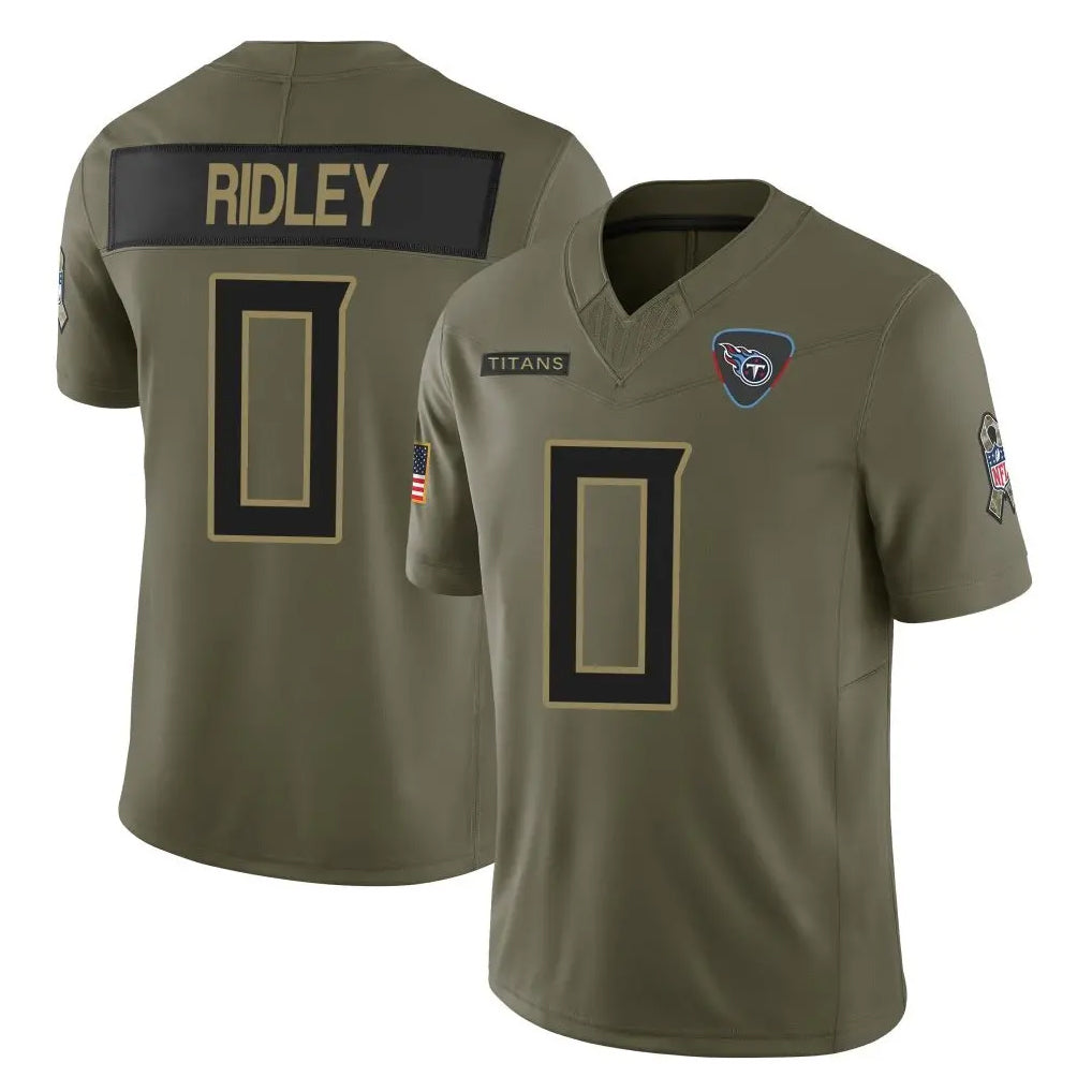 Rebec T.Titans #0 Calvin Ridley Player Olive Limited 2025 Salute to Service Home Game Stitched Jerseys