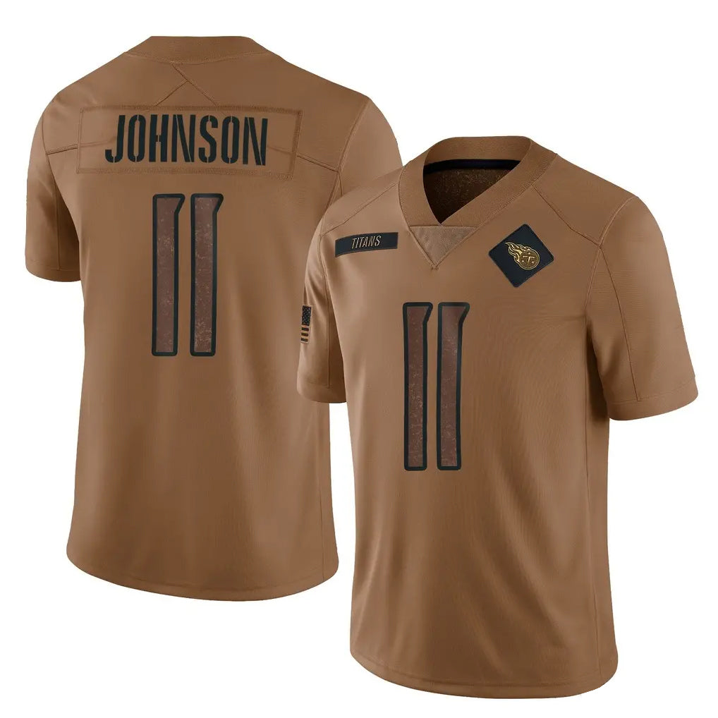 Rebec T.Titans #11 Jermaine Johnson II Player Brown Limited Salute to Service Home Game Stitched Jerseys