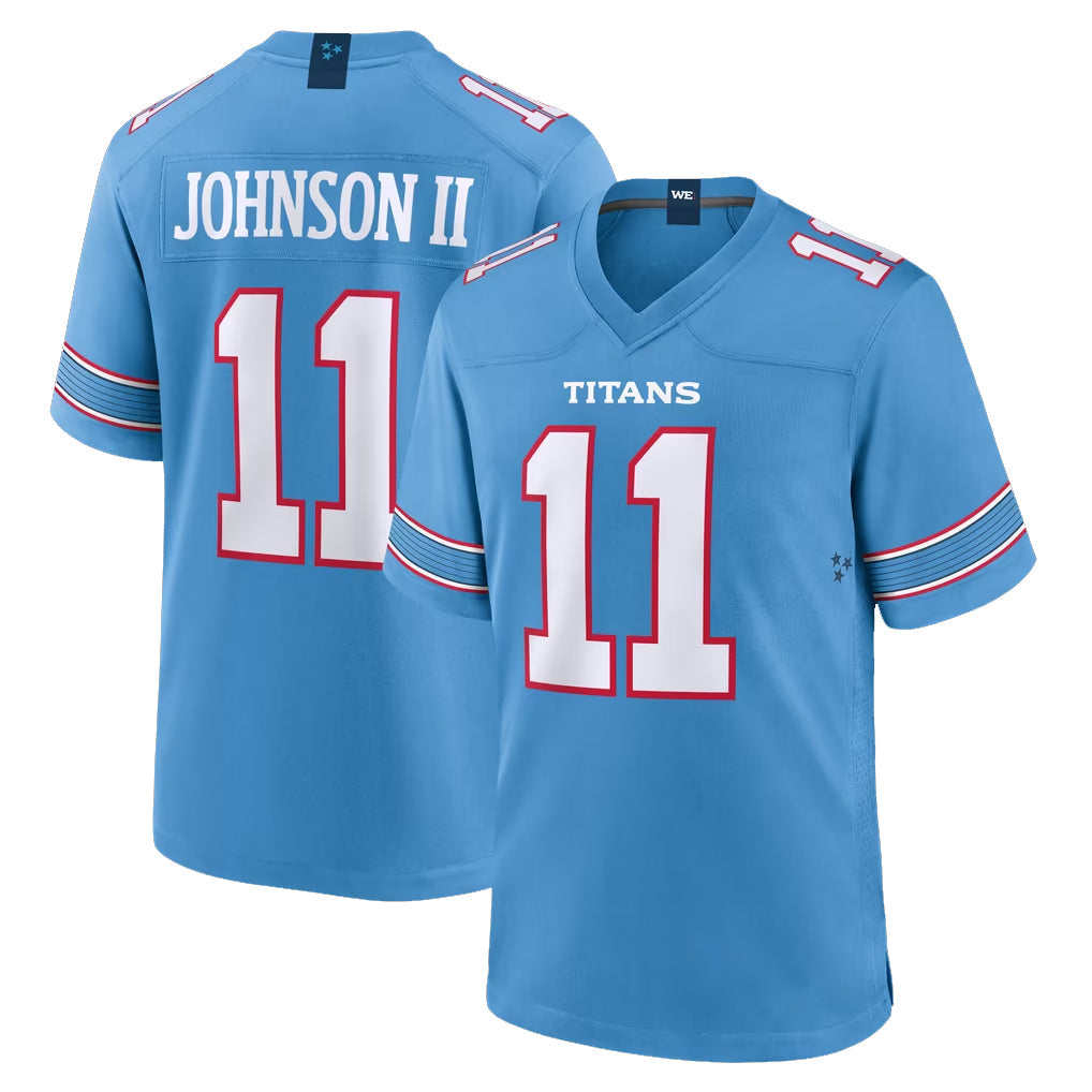 Rebec T.Titans #11 Jermaine Johnson II Player Light Blue 2026 Game Home Stitched Jerseys
