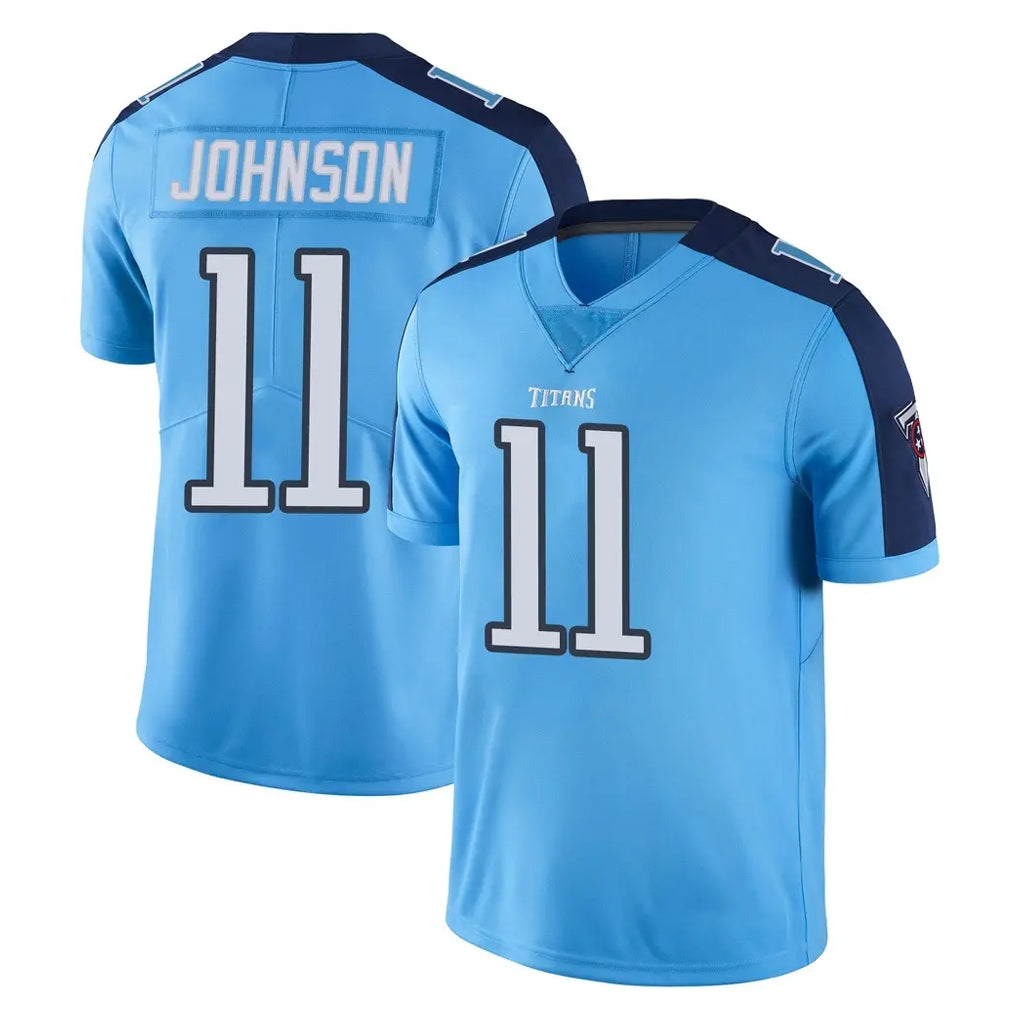Rebec T.Titans #11 Jermaine Johnson II Player Light Blue Limited Color Rush Home Game Stitched Jerseys