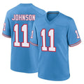 Rebec T.Titans #11 Jermaine Johnson II Player Light Blue Oilers Throwback Home Game Stitched Jerseys