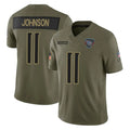 Rebec T.Titans #11 Jermaine Johnson II Player Olive Limited 2025 Salute to Service Home Game Stitched Jerseys
