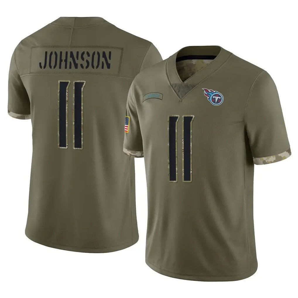 Rebec T.Titans #11 Jermaine Johnson II Player Olive Limited Salute to Service Home Game Stitched Jerseys