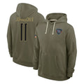 Rebec T.Titans #11 Jermaine Johnson II Player Olive Salute to Service Hoodies Home Game Stitched Jerseys