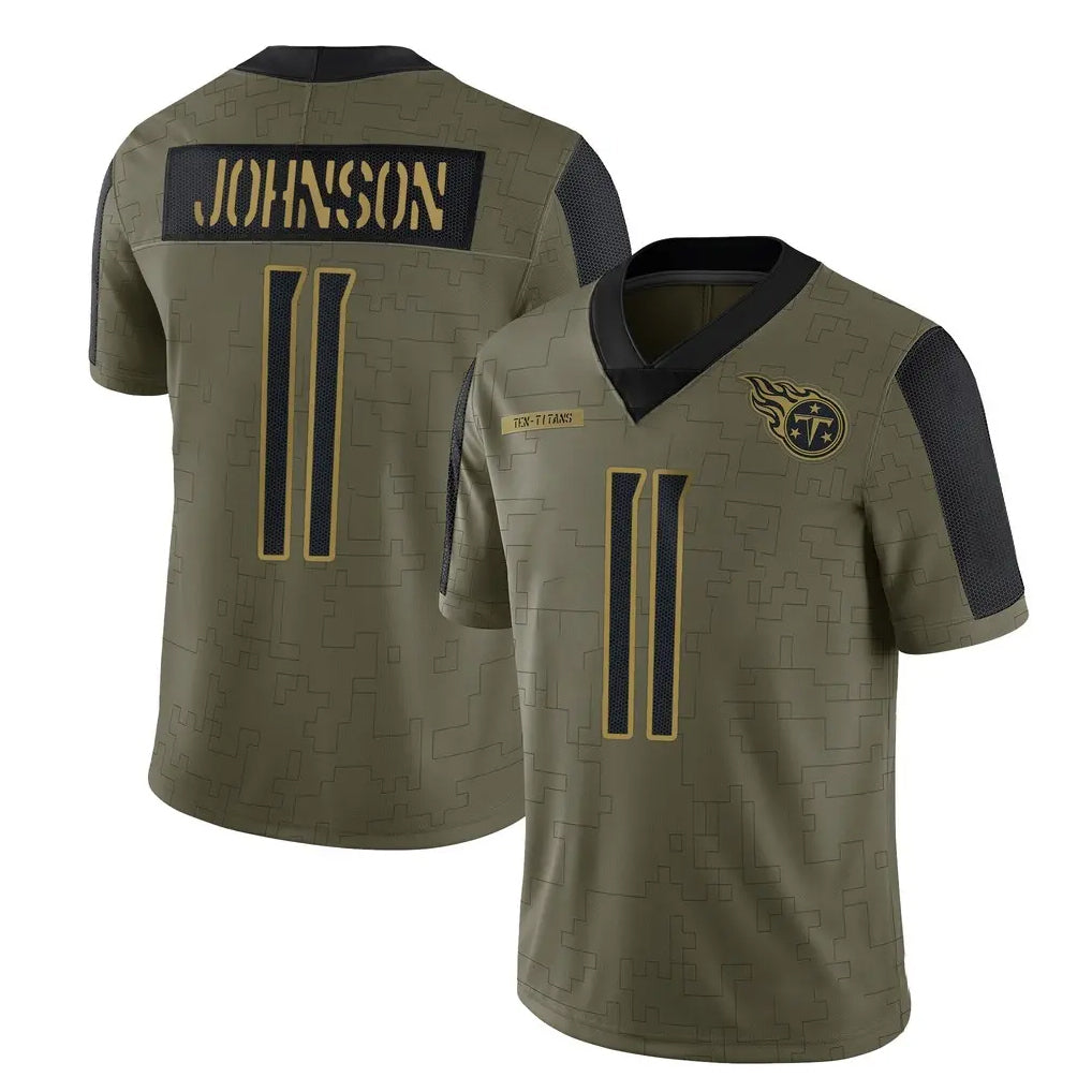 Rebec T.Titans #11 Jermaine Johnson II Player Olive Salute to Service Limited Home Game Stitched Jerseys