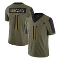 Rebec T.Titans #11 Jermaine Johnson II Player Olive Salute to Service Pullover Hoodies Home Game Stitched Jerseys