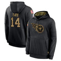 Rebec T.Titans #14 Carnell Tate Player Black Salute to Service Sideline Performance Pullover Hoodies Home Game Stitched Jerseys