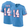 Rebec T.Titans #14 Carnell Tate Player Light Blue Oilers Throwback Home Game Stitched Jerseys