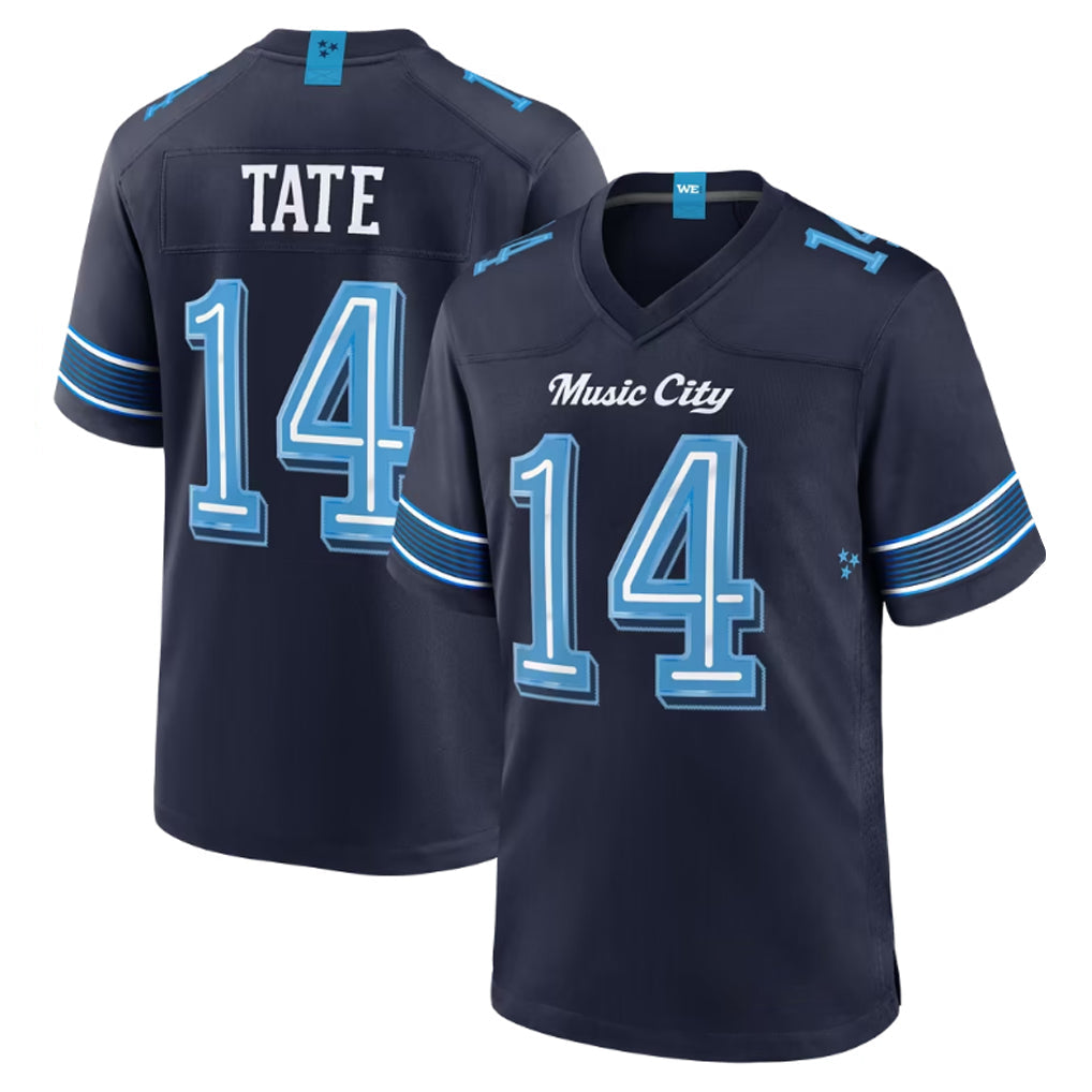 Rebec T.Titans #14 Carnell Tate Player Navy 2026 Rivalries Collection Home Game Stitched Jerseys