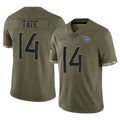 Rebec T.Titans #14 Carnell Tate Player Olive Limited Salute to Service Home Game Stitched Jerseys