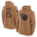 Rebec T.Titans #15 Keldric Faulk Player Brown Salute To Service Club Pullover Hoodies Home Game Stitched Jerseys